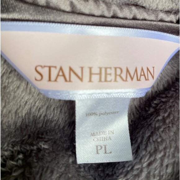 Stan Herman Womens PL Gray Ribbed Fleece Zip-Up Lounger Polyester Long Soft Warm - Picture 5 of 9